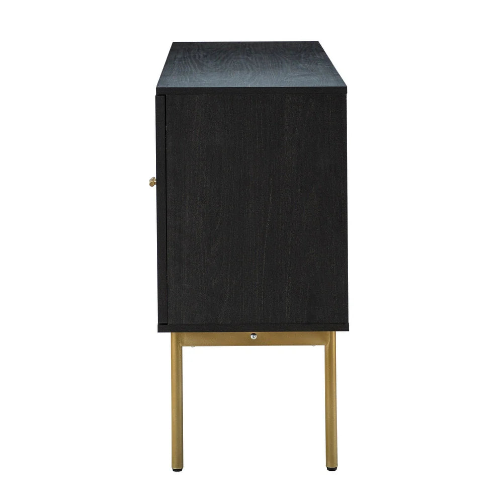 Selamat Modern Multifunctional Rattan-Decorated Sideboard with 3 Doors&2 Shelf