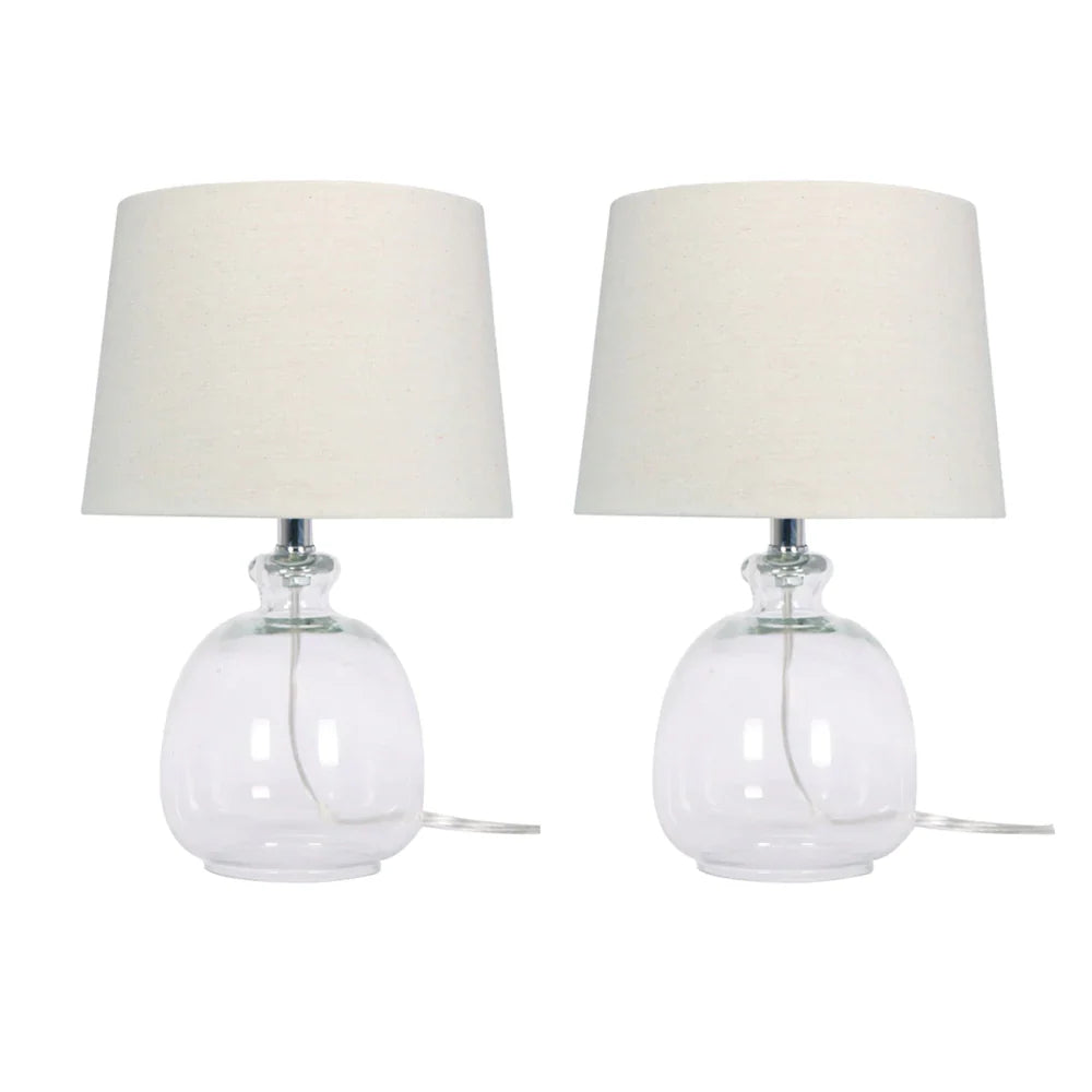 Set of 2 17" Glass Table Lamps, Clear 17"H - 8.0" x 8.0" x 17.0"