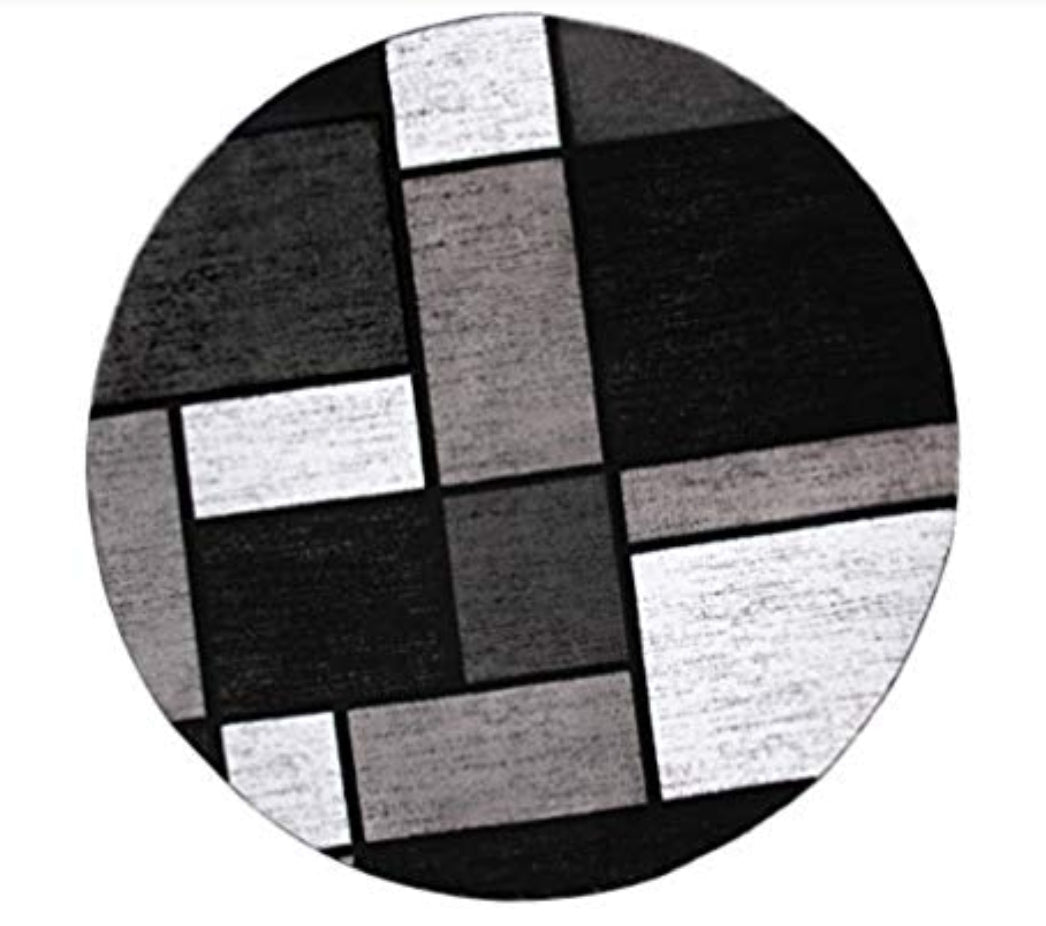 Box Pattern Gray/Grey Black White Area Rug