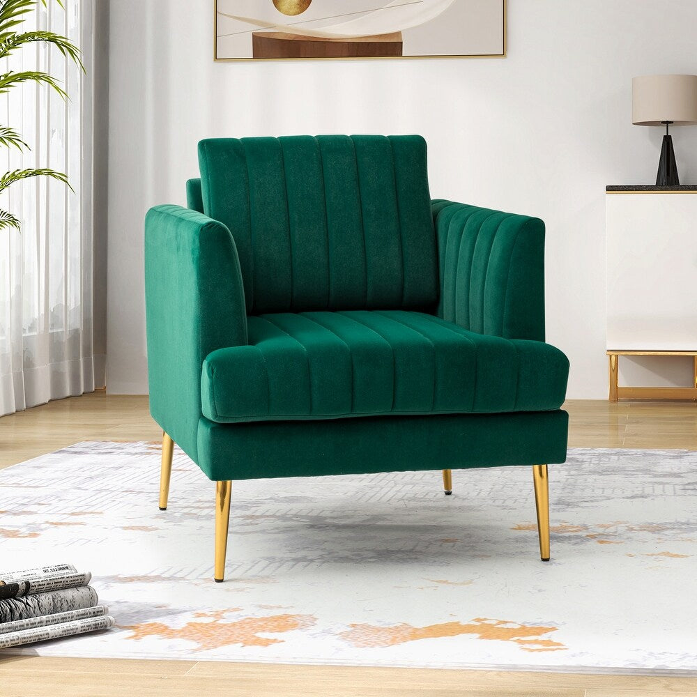 Smintheus Wooden Upholstered Armchair with Metal Legs