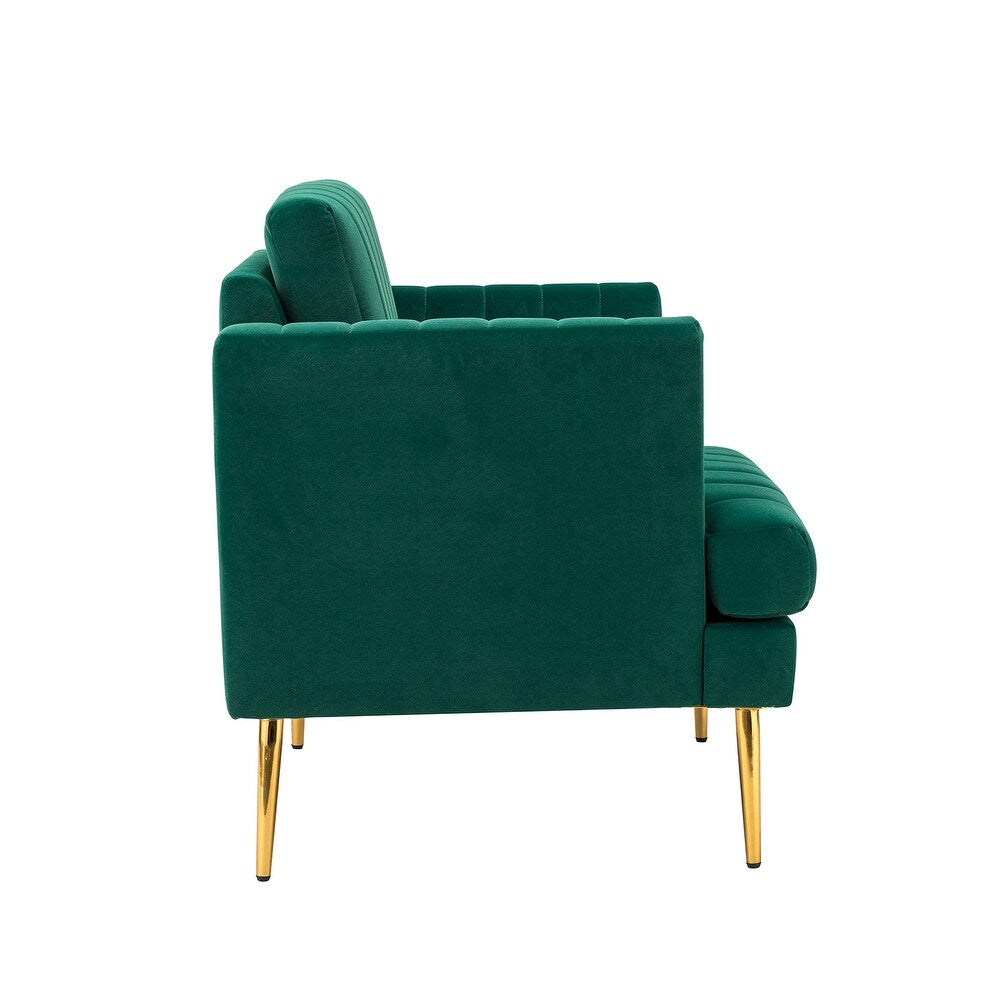 Smintheus Wooden Upholstered Armchair with Metal Legs