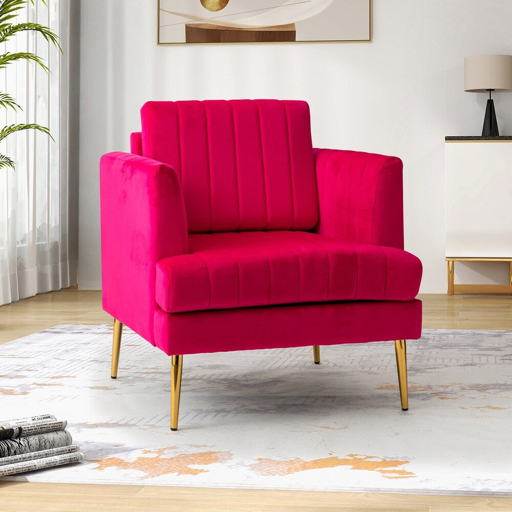 Smintheus Wooden Upholstered Armchair with Metal Legs