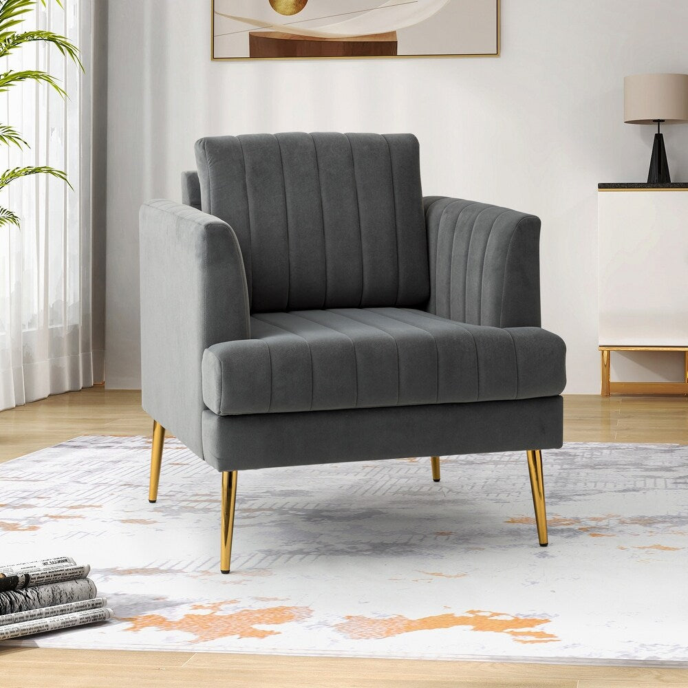 Smintheus Wooden Upholstered Armchair with Metal Legs