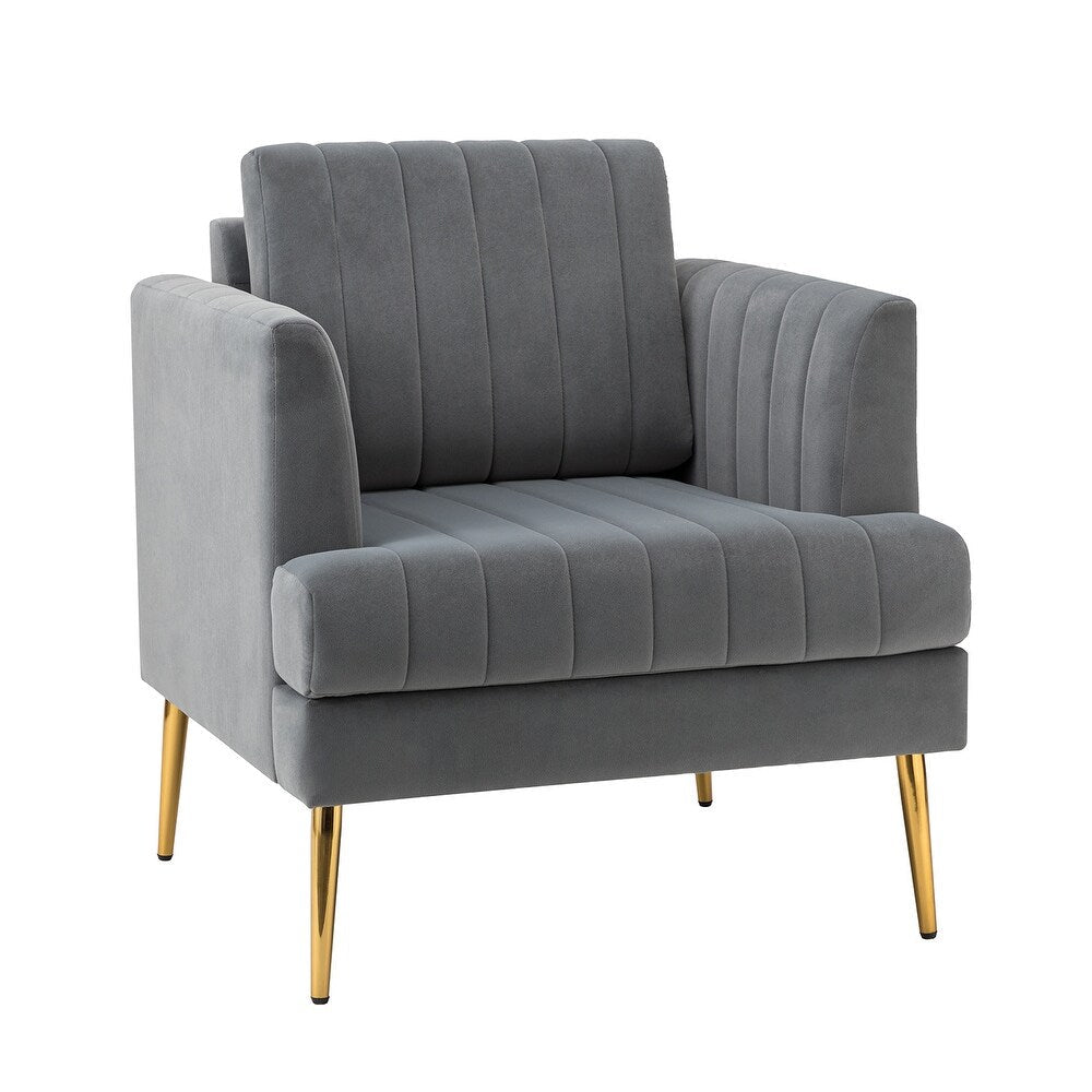 Smintheus Wooden Upholstered Armchair with Metal Legs
