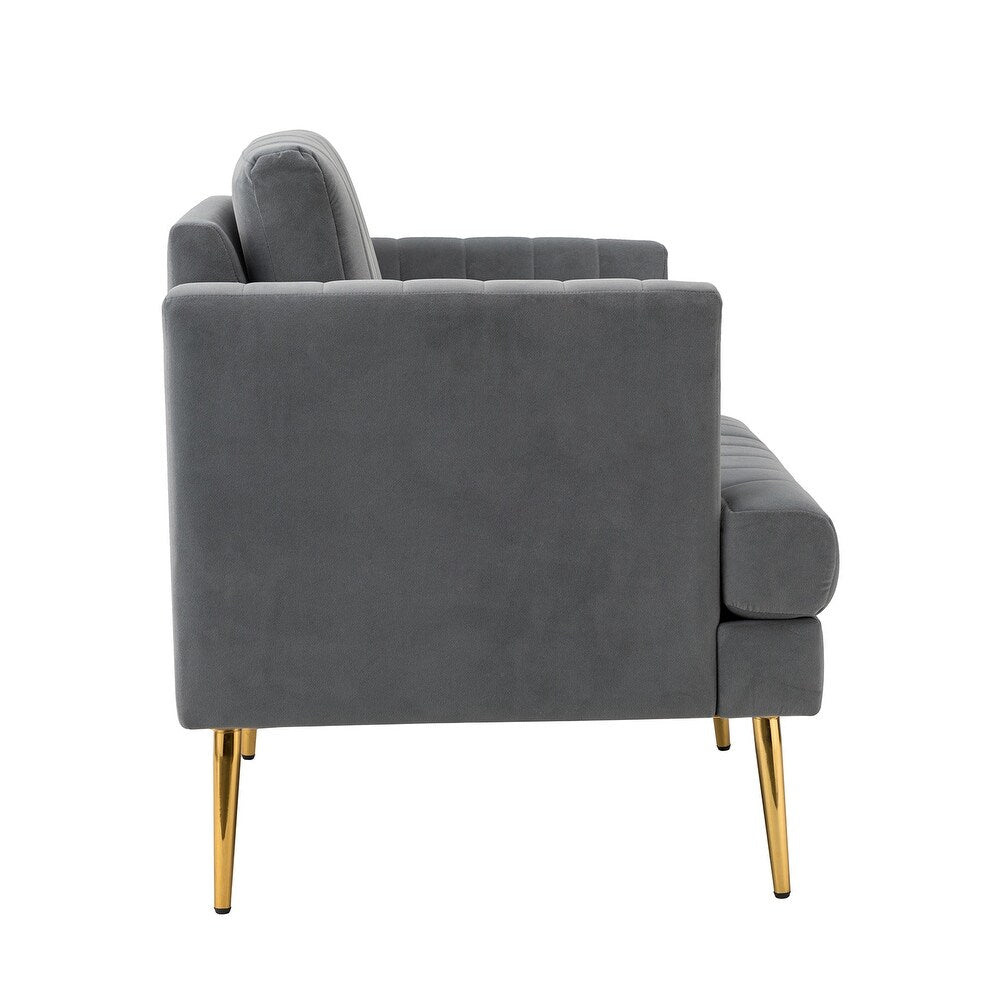 Smintheus Wooden Upholstered Armchair with Metal Legs