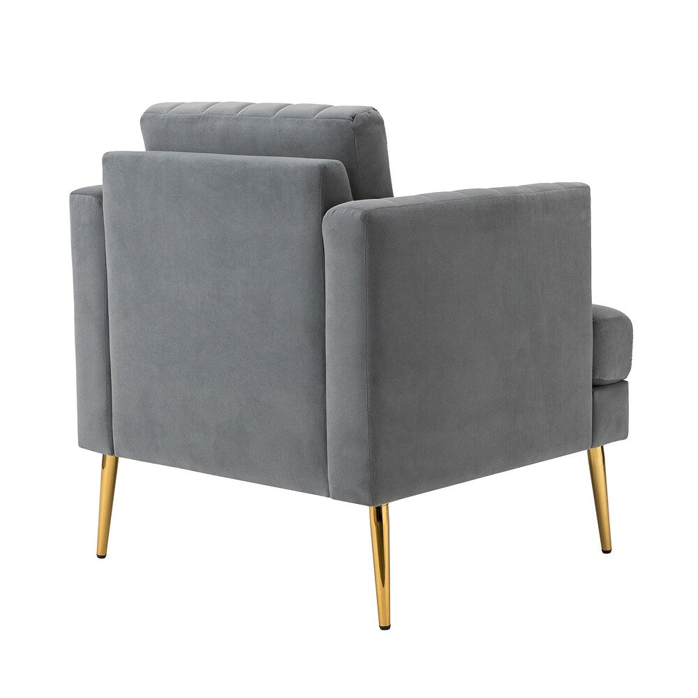Smintheus Wooden Upholstered Armchair with Metal Legs