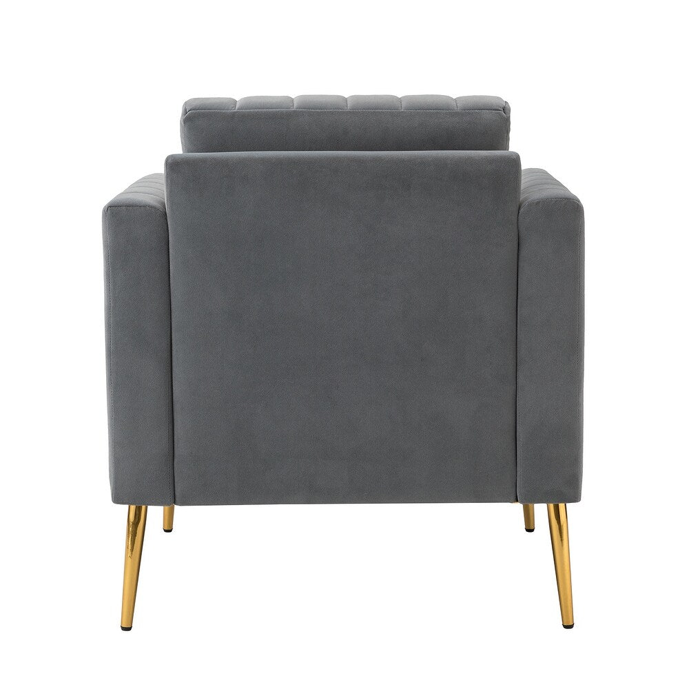 Smintheus Wooden Upholstered Armchair with Metal Legs