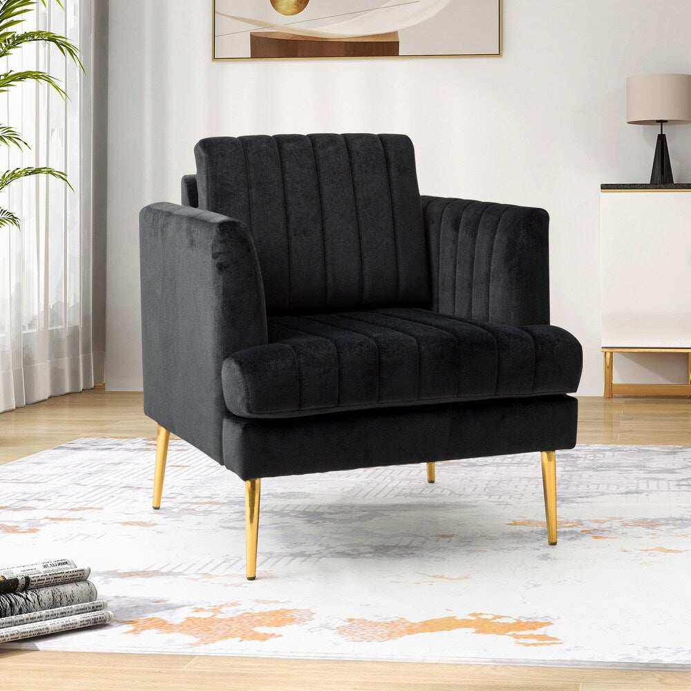 Smintheus Wooden Upholstered Armchair with Metal Legs