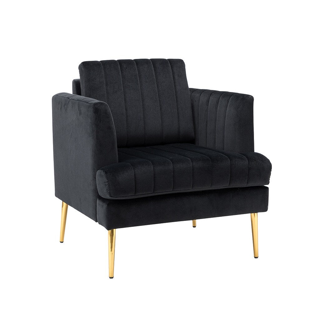 Smintheus Wooden Upholstered Armchair with Metal Legs