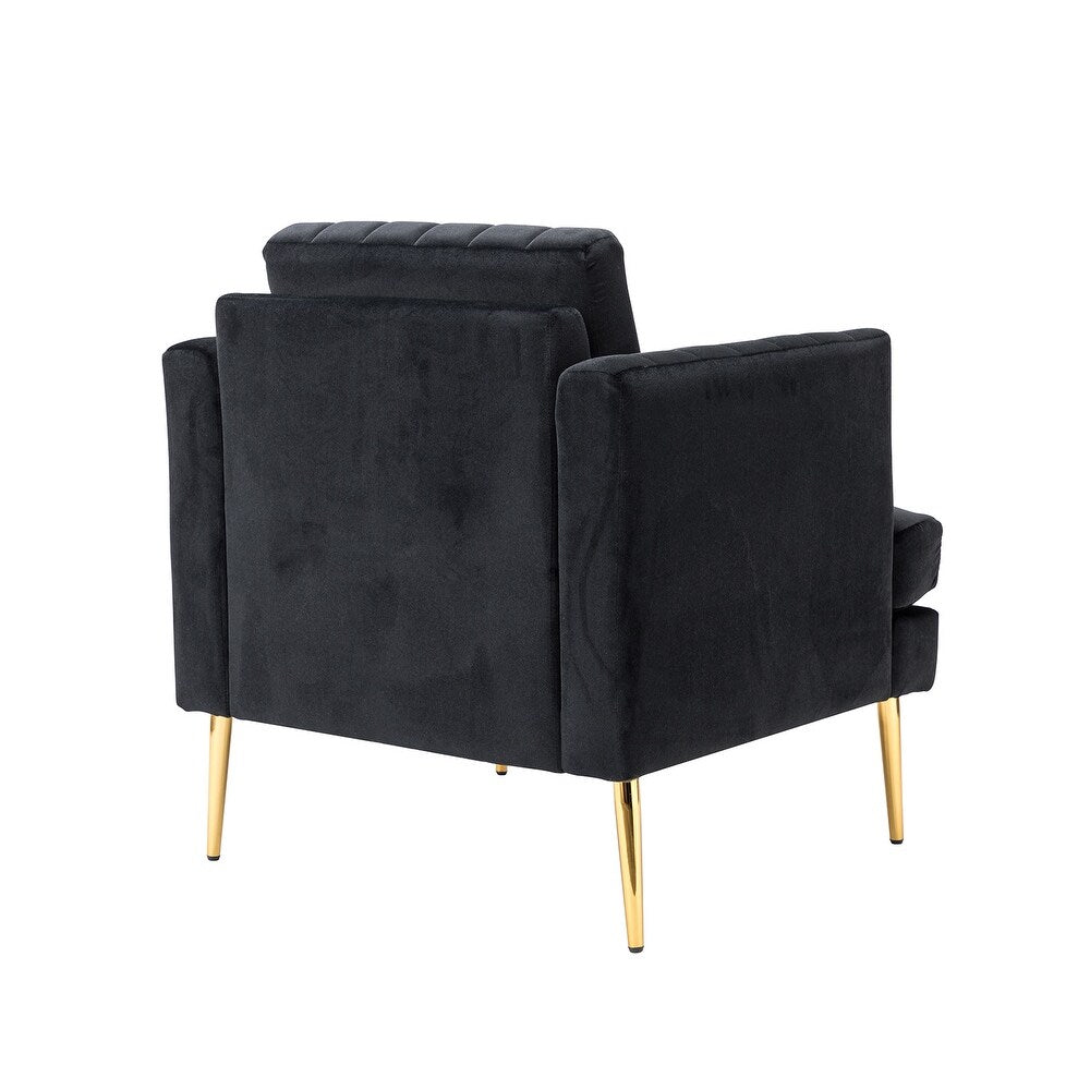 Smintheus Wooden Upholstered Armchair with Metal Legs