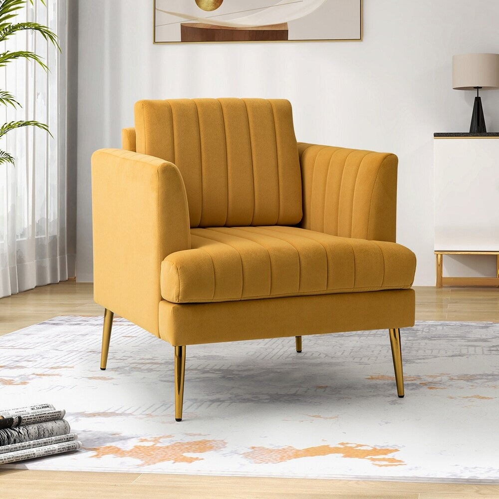 Smintheus Wooden Upholstered Armchair with Metal Legs