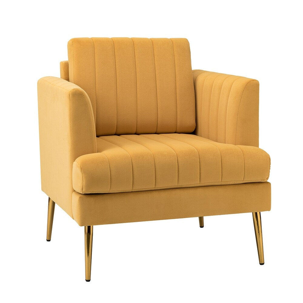 Smintheus Wooden Upholstered Armchair with Metal Legs