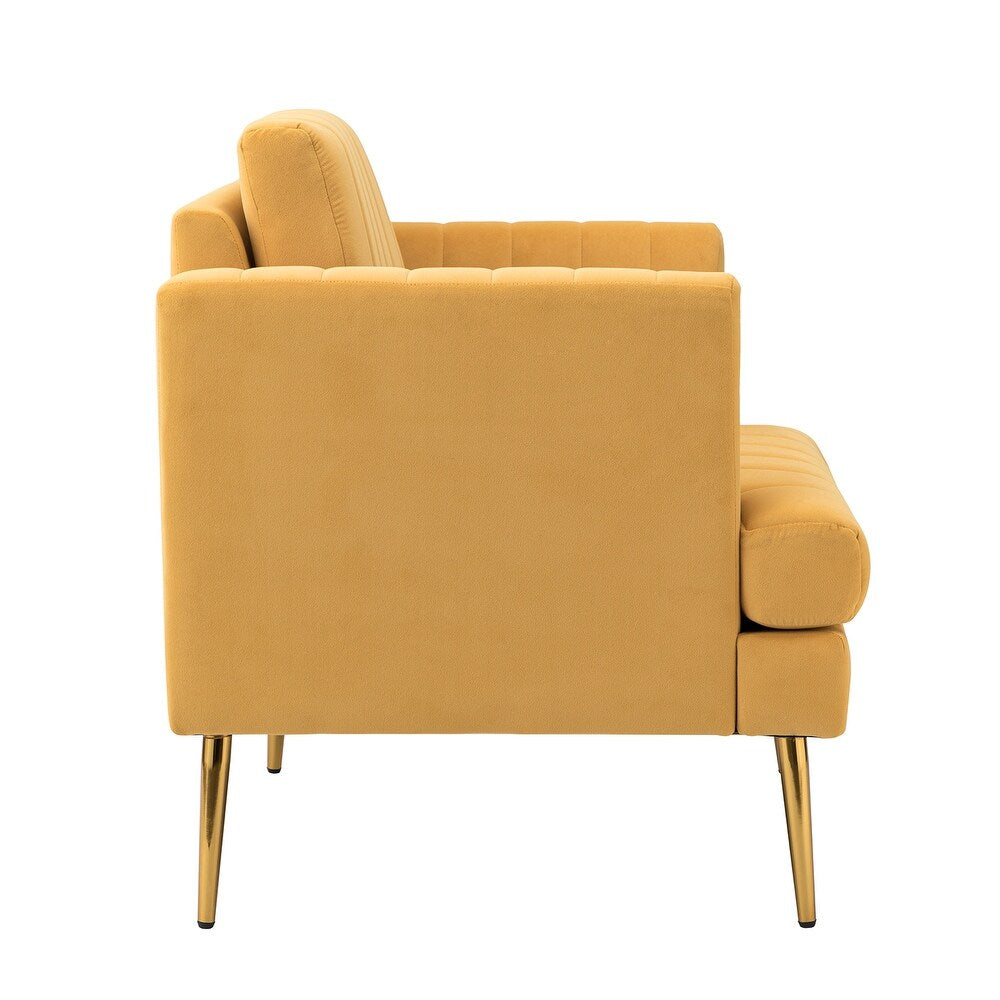 Smintheus Wooden Upholstered Armchair with Metal Legs