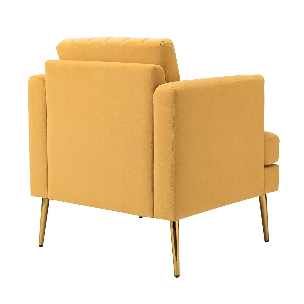 Smintheus Wooden Upholstered Armchair with Metal Legs
