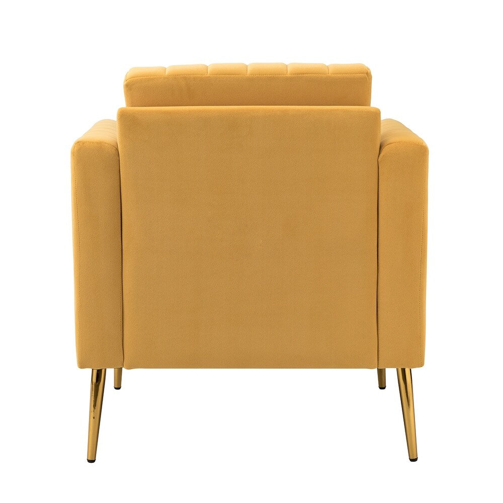 Smintheus Wooden Upholstered Armchair with Metal Legs
