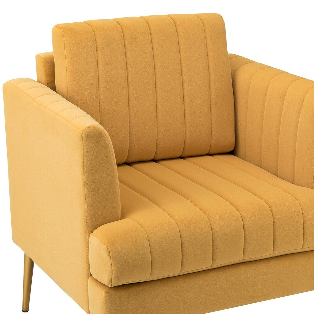 Smintheus Wooden Upholstered Armchair with Metal Legs