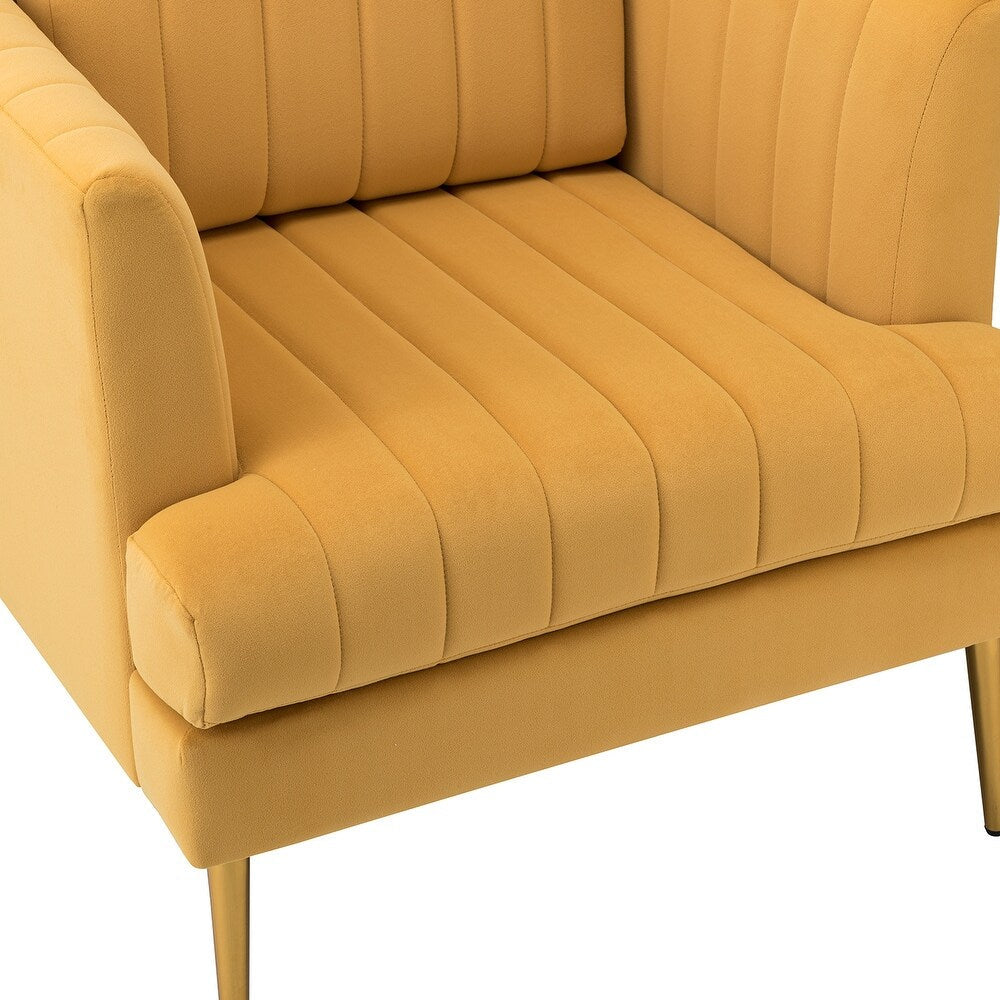 Smintheus Wooden Upholstered Armchair with Metal Legs