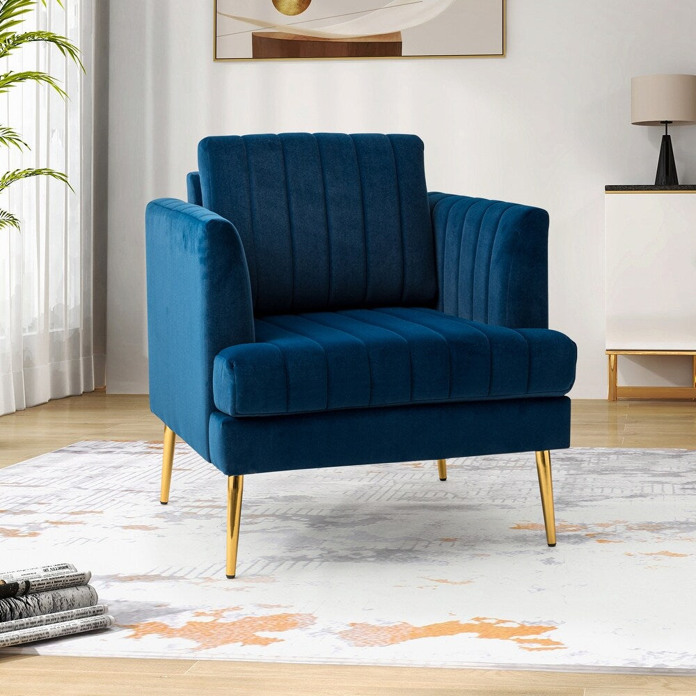 Smintheus Wooden Upholstered Armchair with Metal Legs