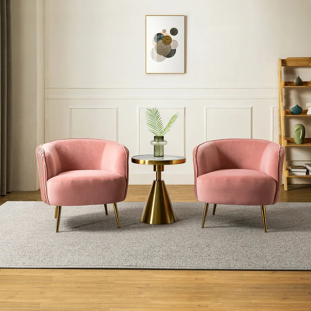 Sthenelus Barrel Chair with Ruched Design Set of 2