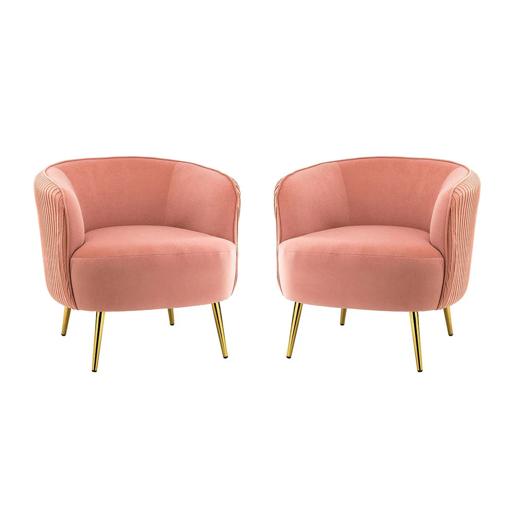 Sthenelus Barrel Chair with Ruched Design Set of 2