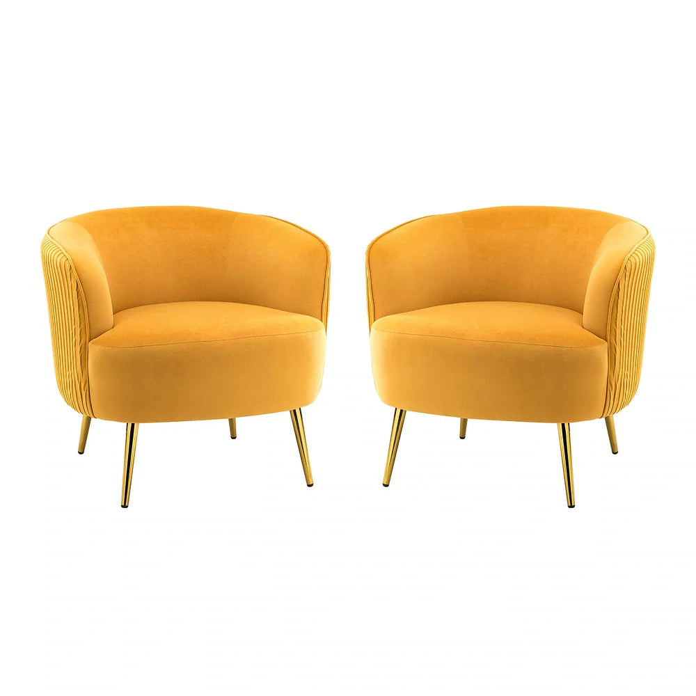 Sthenelus Barrel Chair with Ruched Design Set of 2