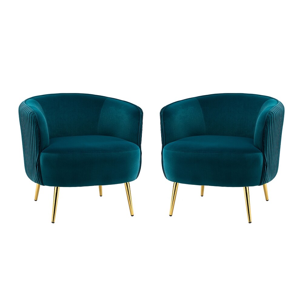 Sthenelus Barrel Chair with Ruched Design Set of 2