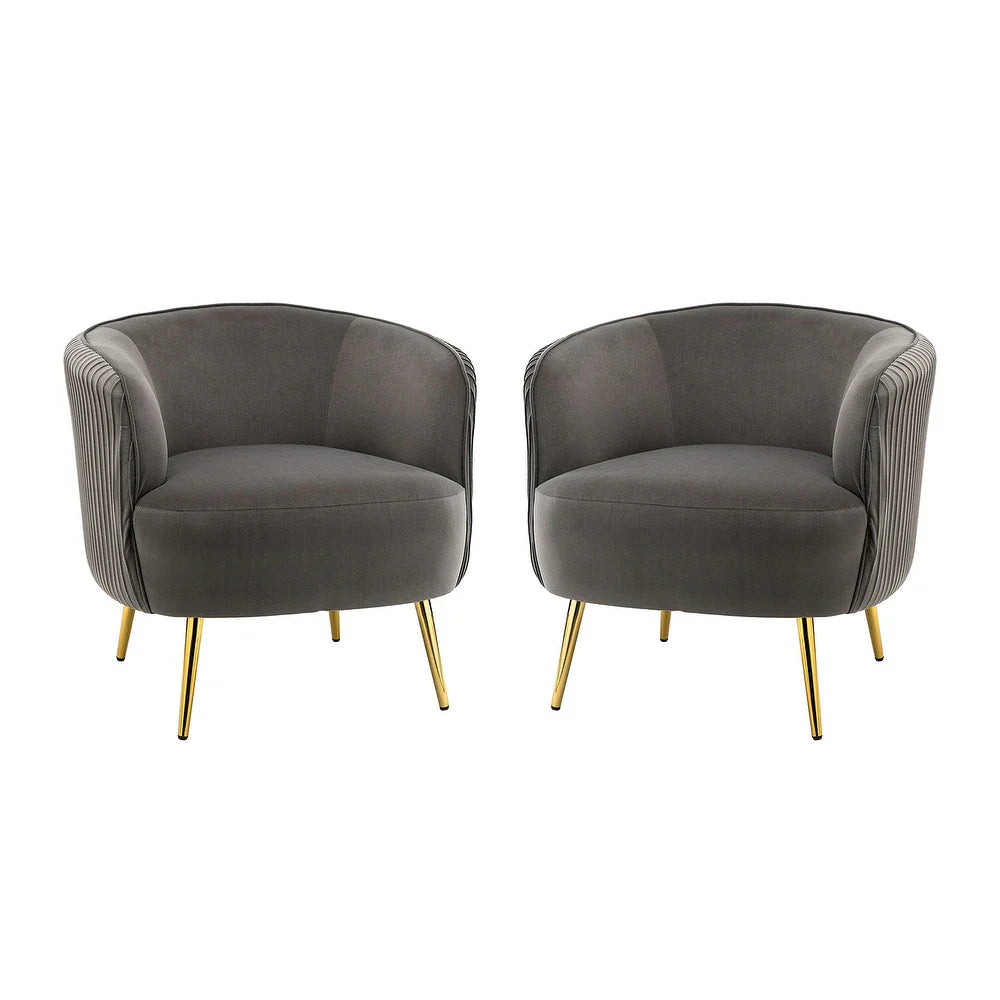 Sthenelus Barrel Chair with Ruched Design Set of 2