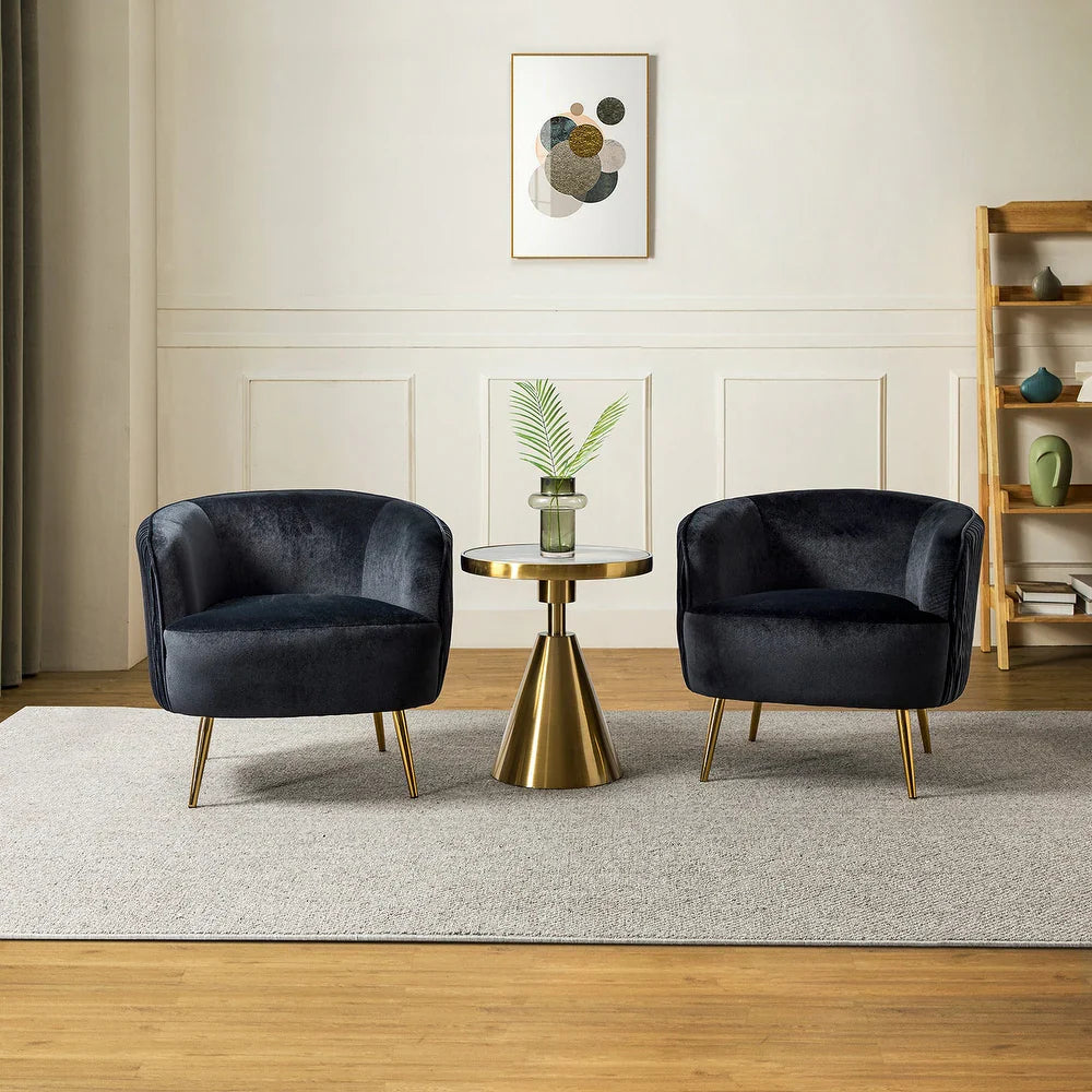 Sthenelus Barrel Chair with Ruched Design Set of 2