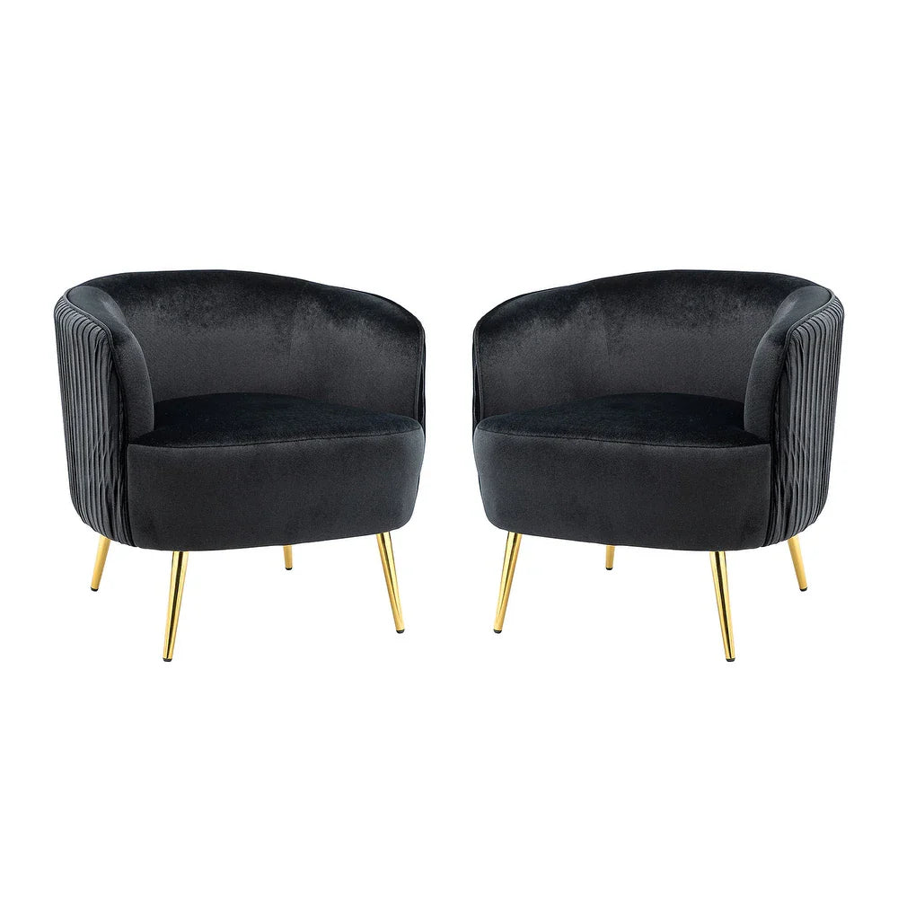 Sthenelus Barrel Chair with Ruched Design Set of 2
