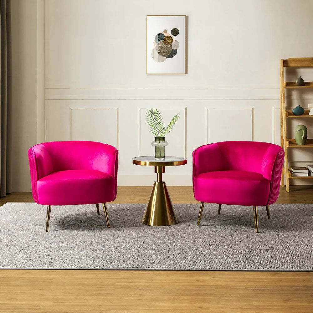 Sthenelus Barrel Chair with Ruched Design Set of 2