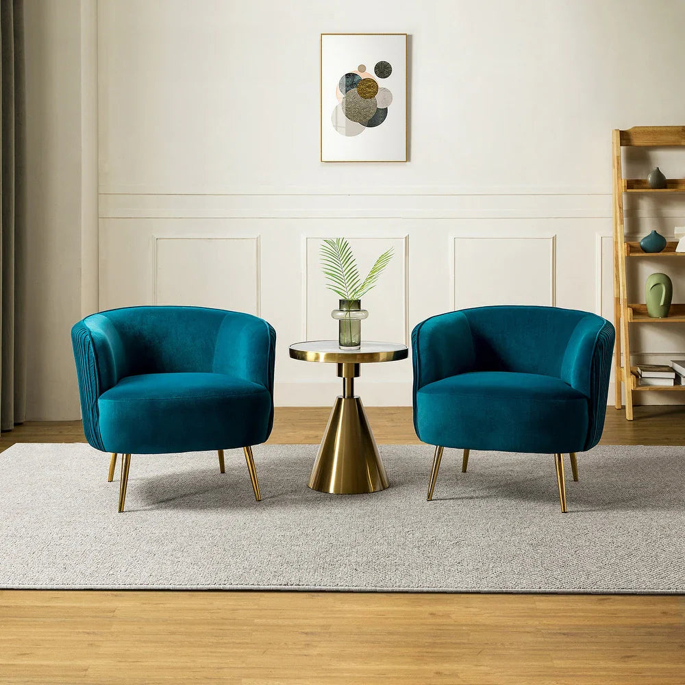 Sthenelus Barrel Chair with Ruched Design Set of 2