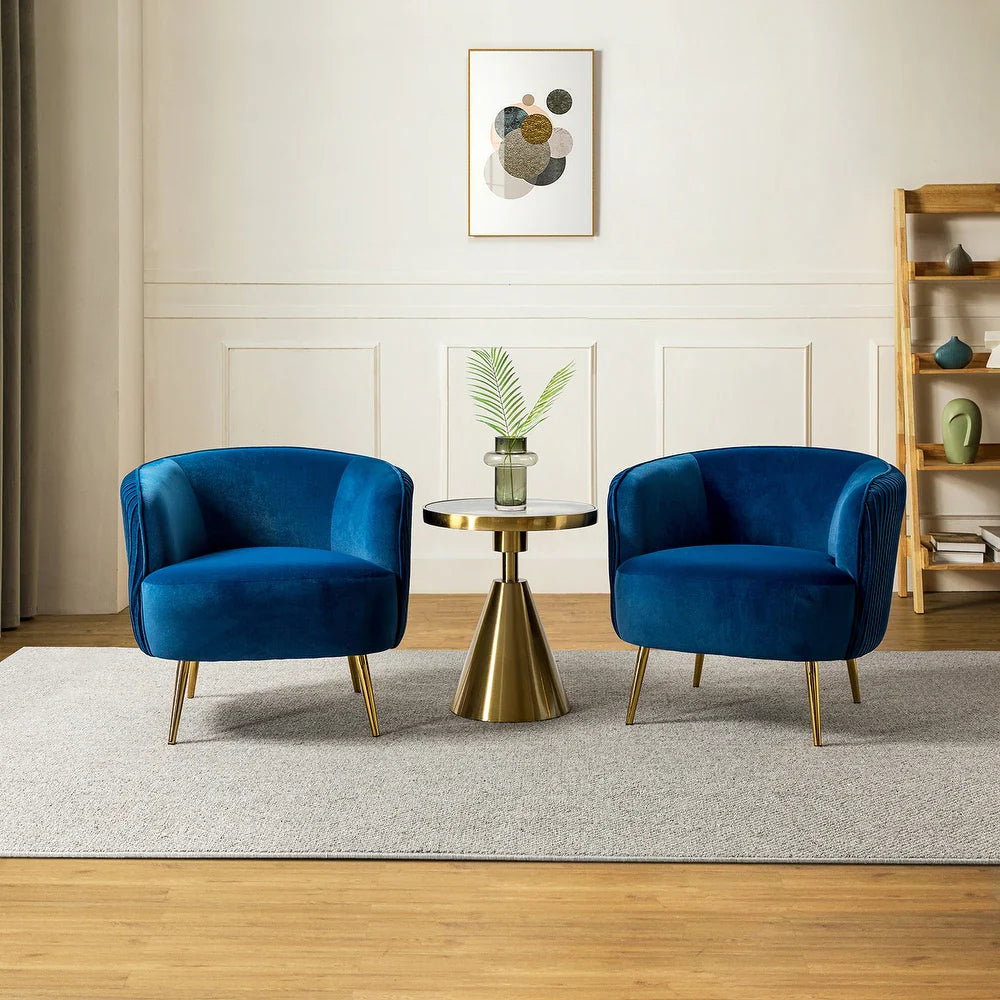 Sthenelus Barrel Chair with Ruched Design Set of 2