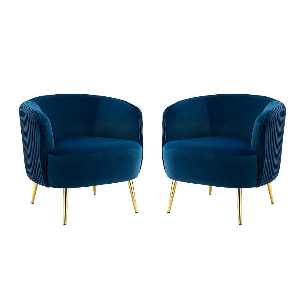 Sthenelus Barrel Chair with Ruched Design Set of 2