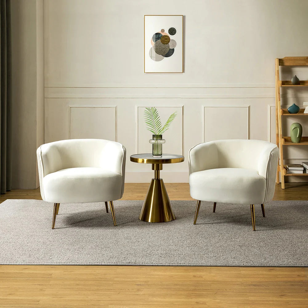 Sthenelus Barrel Chair with Ruched Design Set of 2