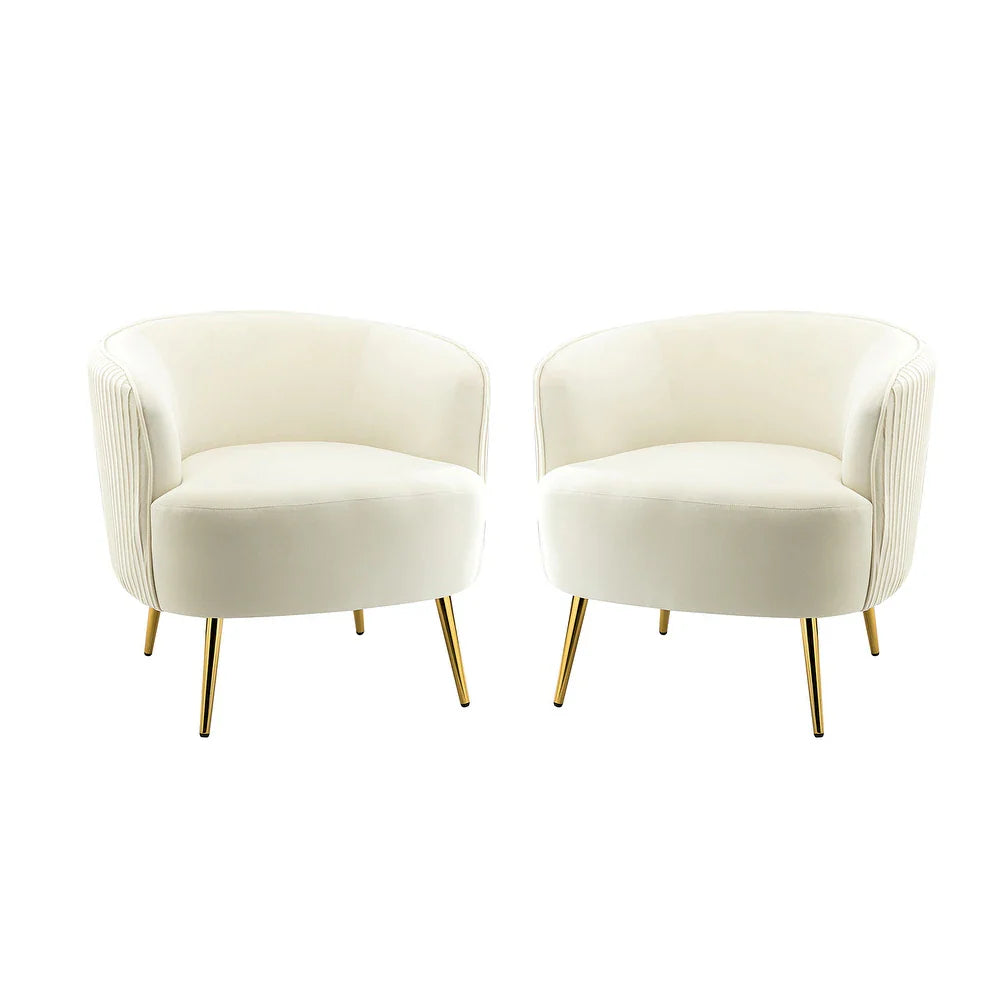 Sthenelus Barrel Chair with Ruched Design Set of 2