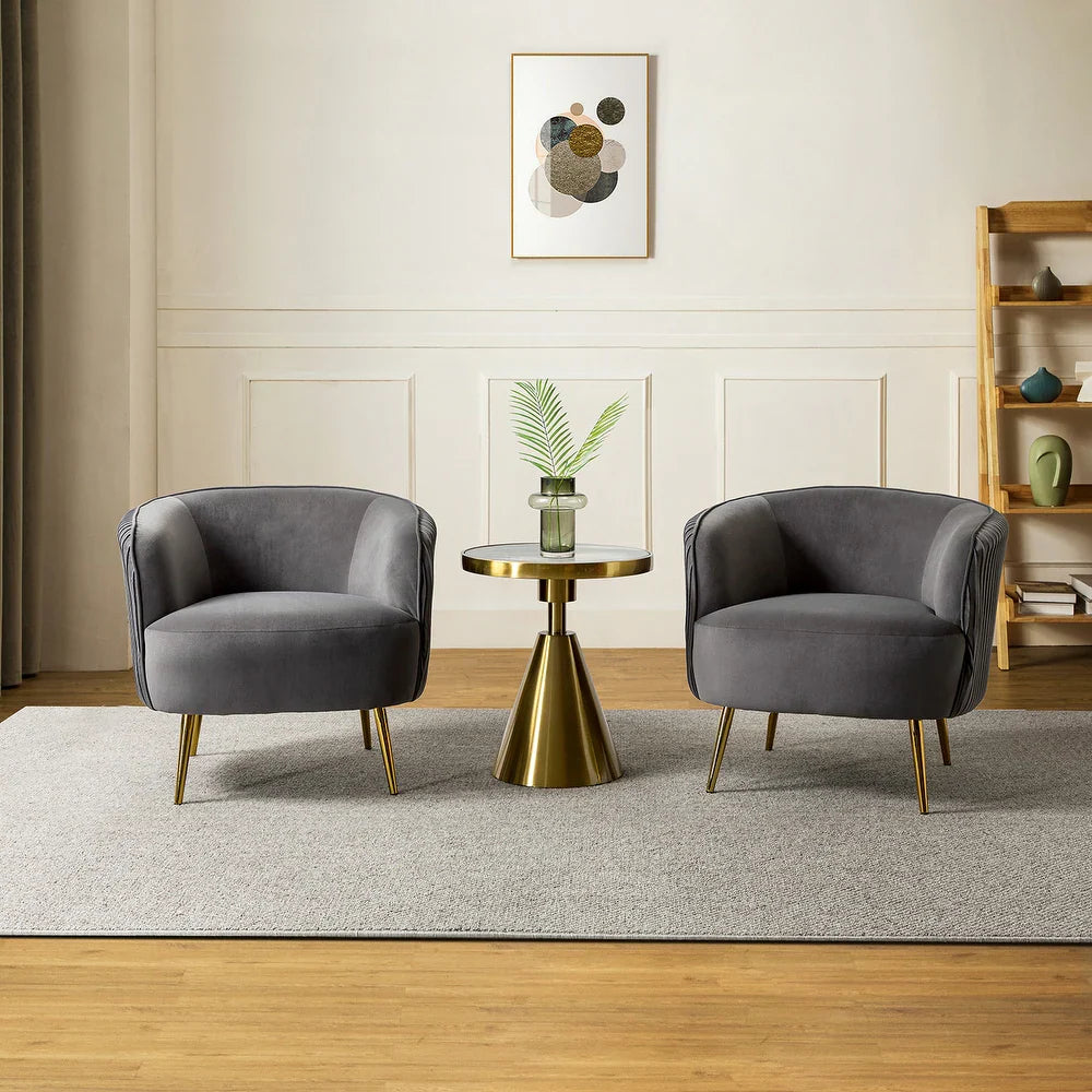 Sthenelus Barrel Chair with Ruched Design Set of 2