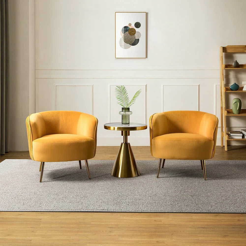 Sthenelus Barrel Chair with Ruched Design Set of 2