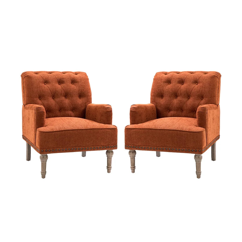 Geltrude Traditional Upholstered Accent Chair with Button Tufted Back Set of 2