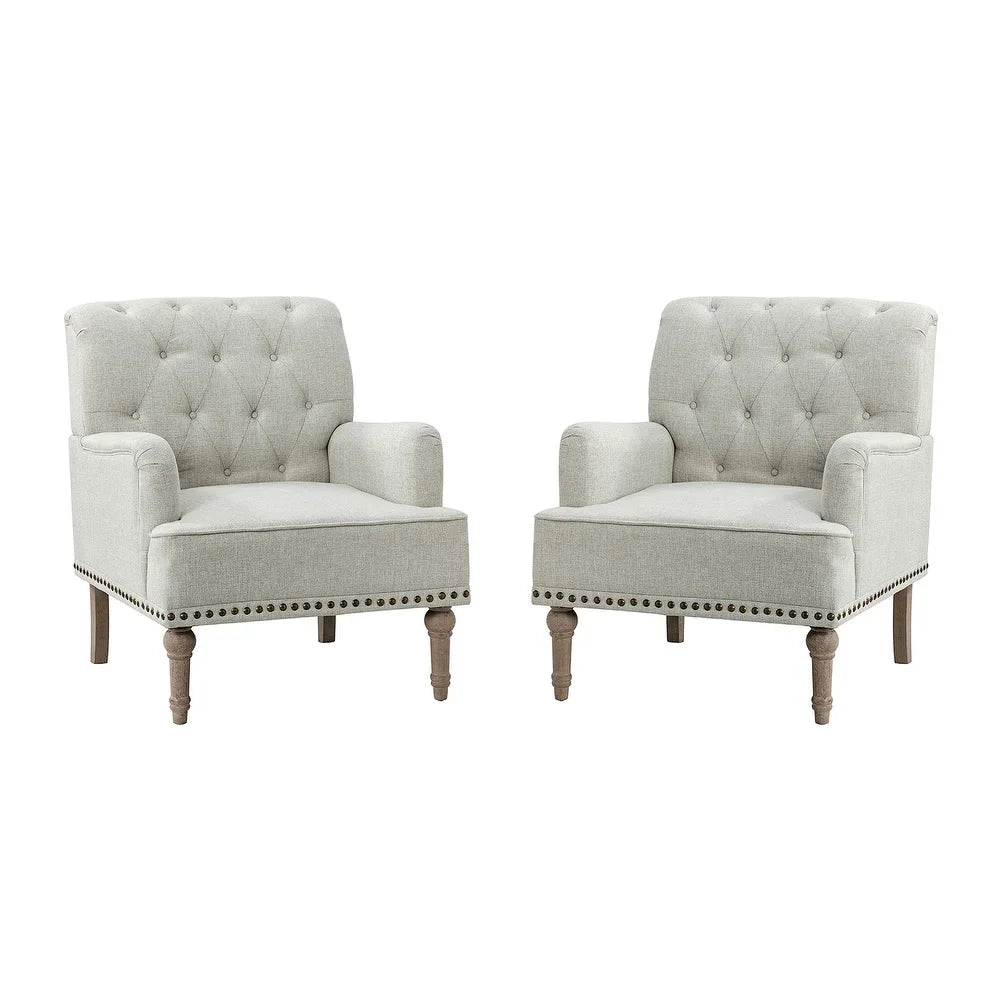 Geltrude Traditional Upholstered Accent Chair with Button Tufted Back Set of 2