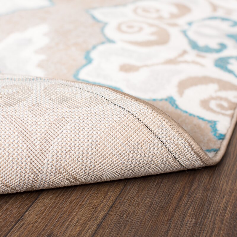 Geometric Cerulean Blue Taupe Soft Area Rugs