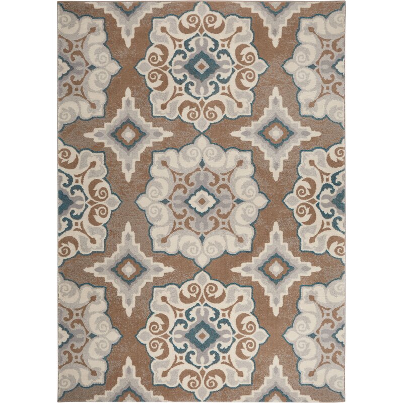 Geometric Cerulean Blue Taupe Soft Area Rugs