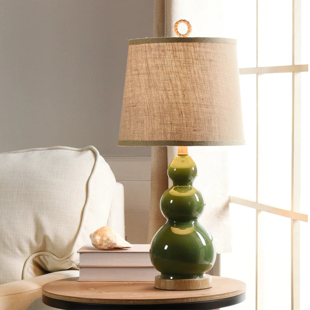 The Curated Nomad Nayla Nautical Green Table Lamp with Burlap Shade