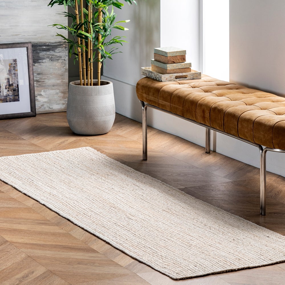 Handmade Braided Off-white Jute Area Rugs