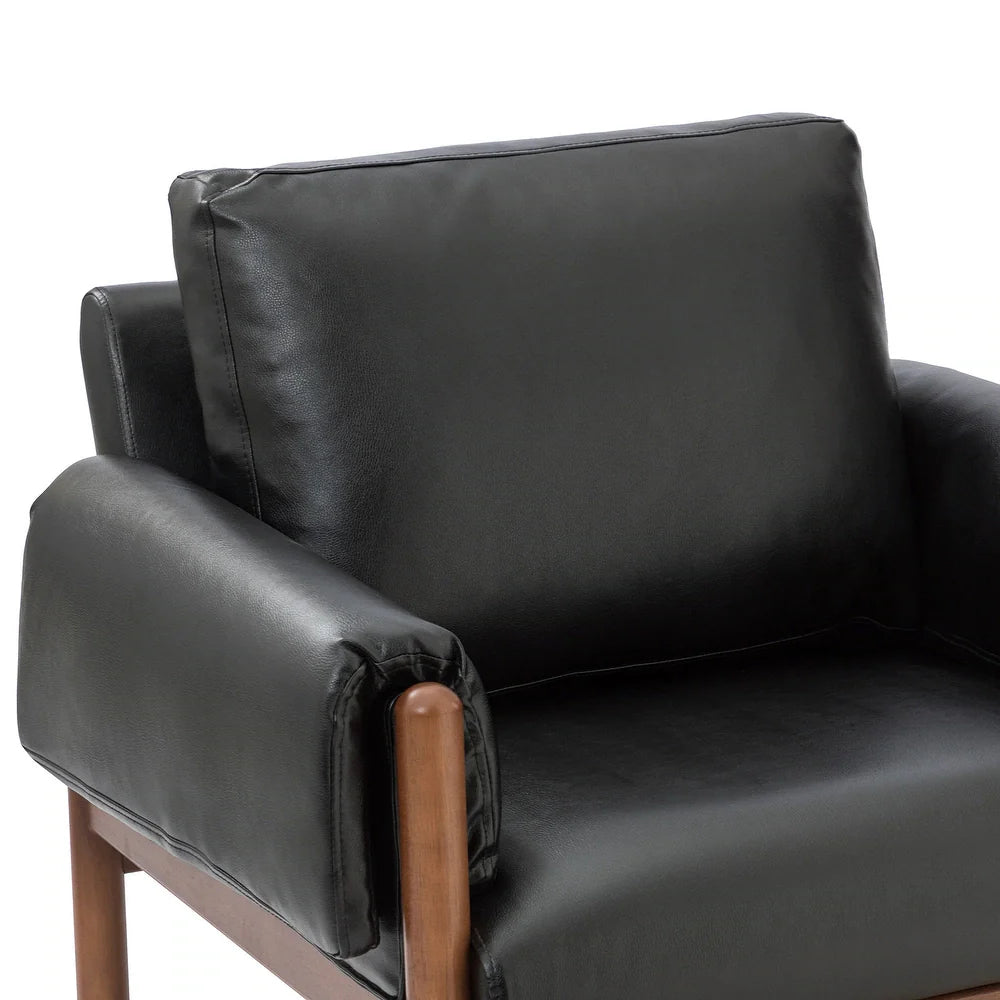 Tiago Comfy Glossy Living Room Armchair with Solid Wood Base Set of 2