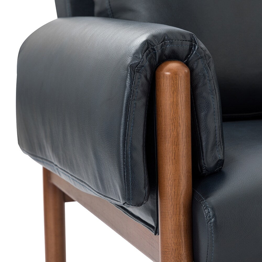 Tiago Comfy Glossy Living Room Armchair with Solid Wood Base Set of 2