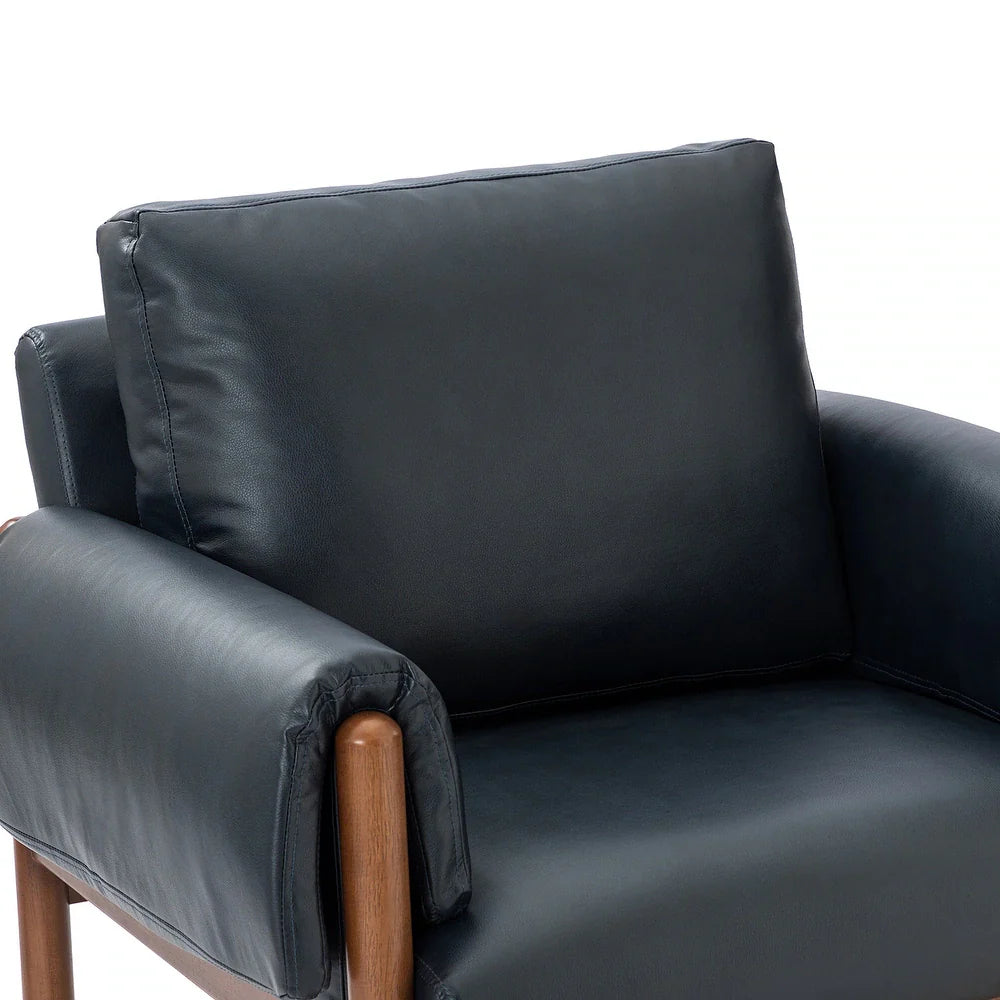 Tiago Comfy Glossy Living Room Armchair with Solid Wood Base Set of 2