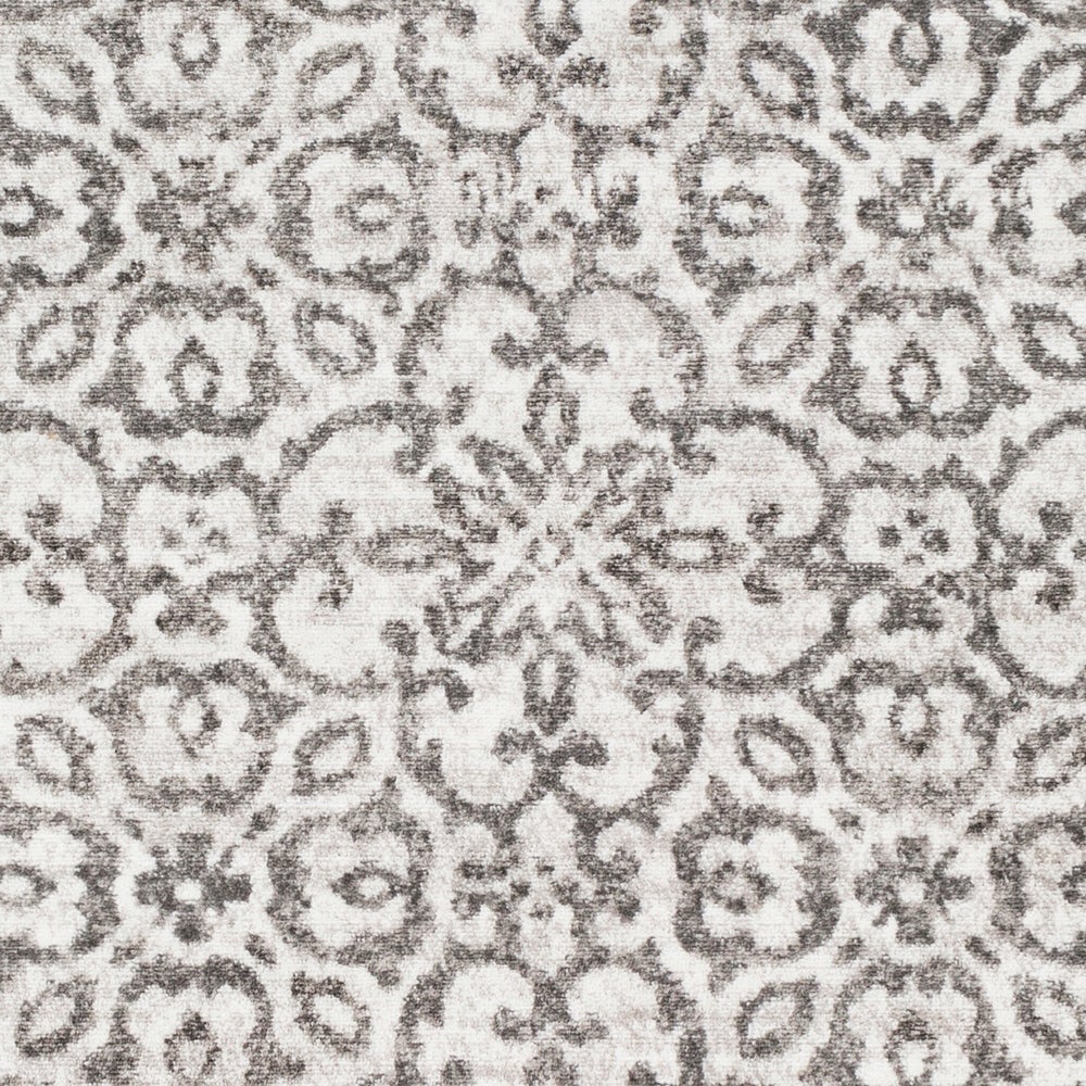 Damask Distressed Light Grey Ivory Area Rug