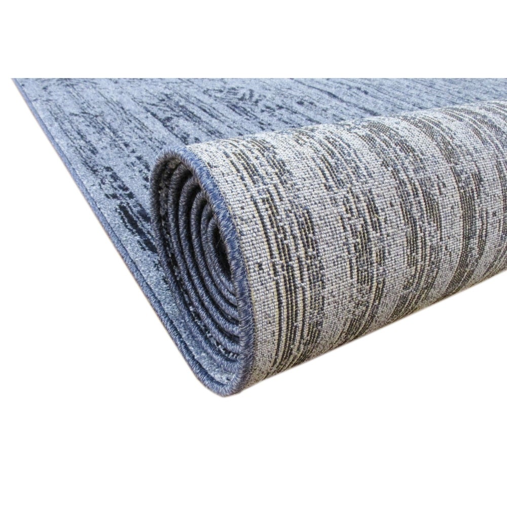 Modern Distressed Blue Soft Area Rug