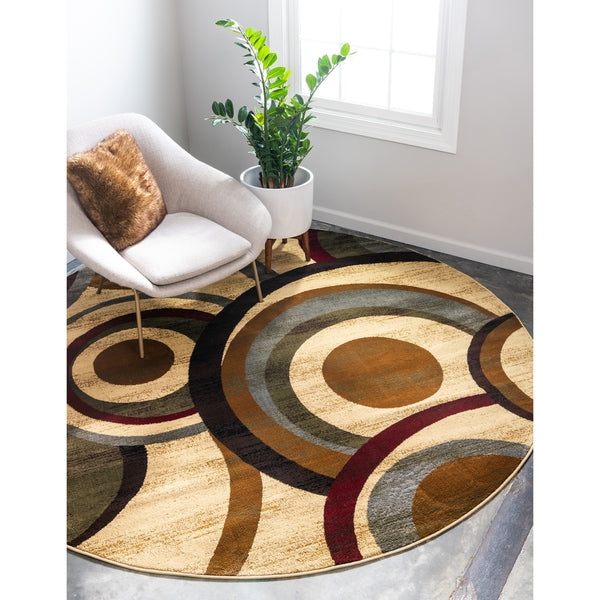 Contemporary Beige Burgundy Multi-color Area Rugs