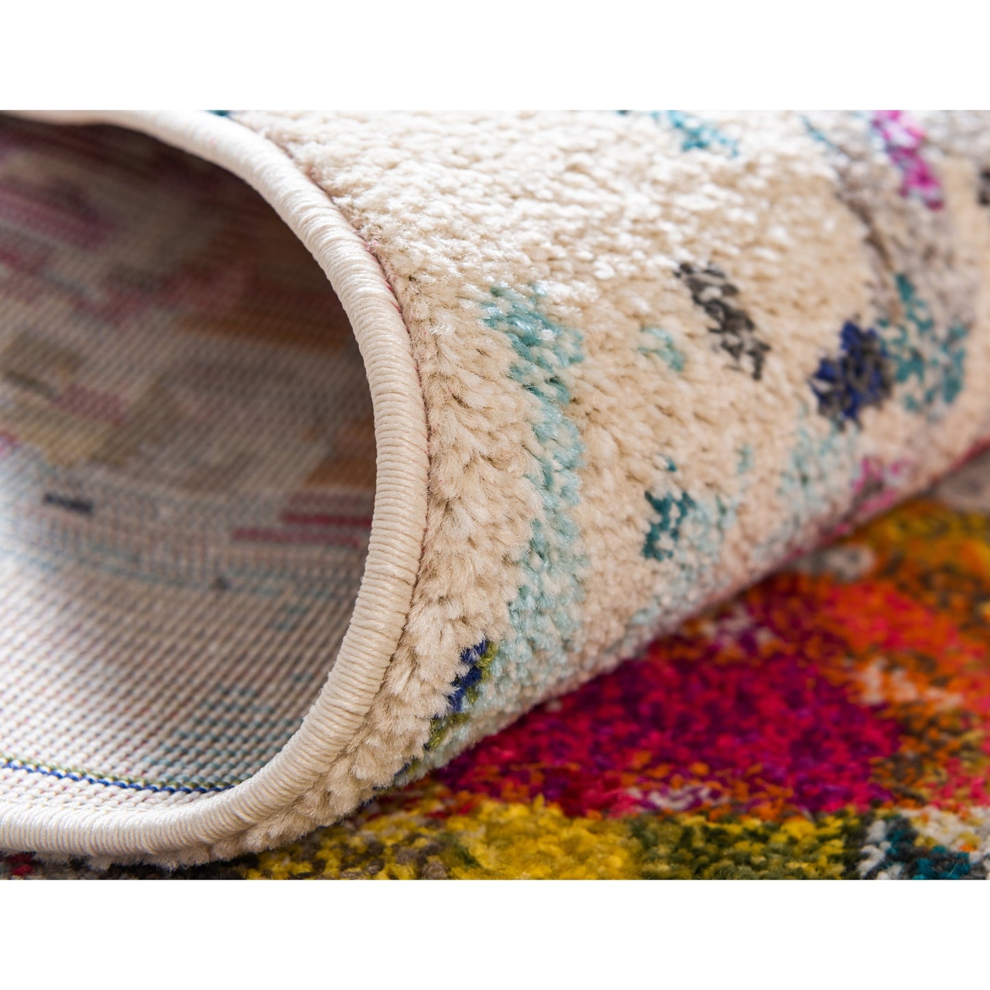 Distressed Ivory Multi-color Soft Area Rug